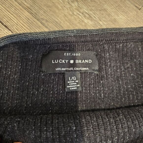 LUCKY BRAND Tie Front Women's Sweater Ribbed Long Sleeve Boxy Crewneck Size L - Picture 7 of 9